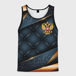 Майка-безрукавка мужская Золотой герб России на объемном фоне, цвет: 3D-черный