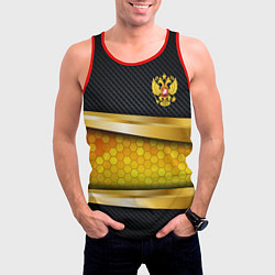 Майка-безрукавка мужская Black & gold - герб России, цвет: 3D-красный — фото 2
