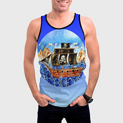 Майка-безрукавка мужская Рисунок пиратского корабля, цвет: 3D-черный — фото 2