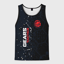 Майка-безрукавка мужская Gears of War красно-белой лого на темном фоне, цвет: 3D-черный
