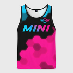 Майка-безрукавка мужская Mini - neon gradient: символ сверху, цвет: 3D-черный