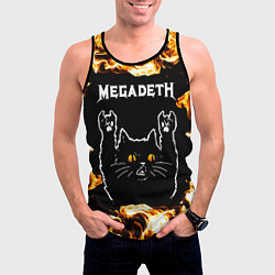 Майка-безрукавка мужская Megadeth рок кот и огонь, цвет: 3D-черный — фото 2
