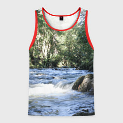 Майка-безрукавка мужская Течёт река в лесу, цвет: 3D-красный
