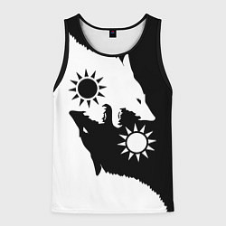 Майка-безрукавка мужская Волки инь янь черный и белый, цвет: 3D-черный