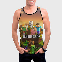 Майка-безрукавка мужская Алексей Minecraft, цвет: 3D-черный — фото 2