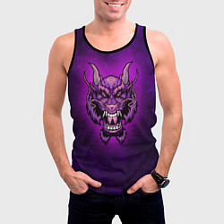 Майка-безрукавка мужская Фиолетовый дракон - dark, цвет: 3D-черный — фото 2