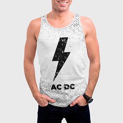 Майка-безрукавка мужская AC DC с потертостями на светлом фоне, цвет: 3D-белый — фото 2