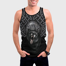 Майка-безрукавка мужская Щит Велеса с медведем, цвет: 3D-черный — фото 2
