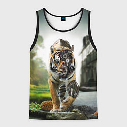 Мужская майка без рукавов Кибернетический тигр