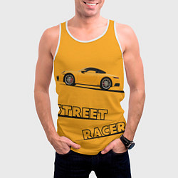 Майка-безрукавка мужская Желтая машинка street racer, цвет: 3D-белый — фото 2