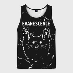 Майка-безрукавка мужская Группа Evanescence и рок кот, цвет: 3D-черный
