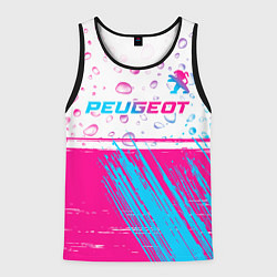 Мужская майка без рукавов Peugeot neon gradient style: символ сверху