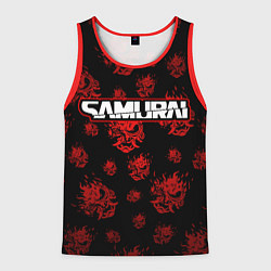 Мужская майка без рукавов Samurai - Красный паттерн - Cyberpunk