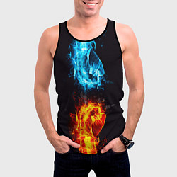 Майка-безрукавка мужская Огонь и вода - противостояние, цвет: 3D-черный — фото 2