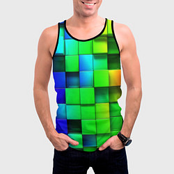 Майка-безрукавка мужская Цветные неоновые кубы, цвет: 3D-черный — фото 2