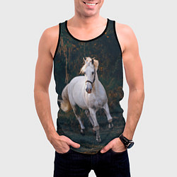 Майка-безрукавка мужская Скачущая белая лошадь, цвет: 3D-черный — фото 2