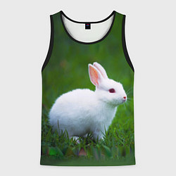 Майка-безрукавка мужская Кролик на фоне травы, цвет: 3D-черный