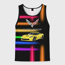 Майка-безрукавка мужская Chevrolet Corvette - гоночная команда - Motorsport, цвет: 3D-черный