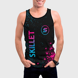 Майка-безрукавка мужская Skillet - neon gradient: надпись, символ, цвет: 3D-черный — фото 2
