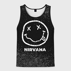 Майка-безрукавка мужская Nirvana с потертостями на темном фоне, цвет: 3D-черный