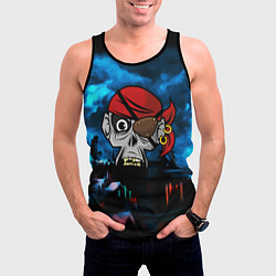 Майка-безрукавка мужская Череп пирата, цвет: 3D-черный — фото 2