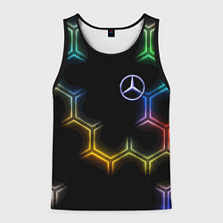 Майка-безрукавка мужская Mercedes - neon pattern, цвет: 3D-черный