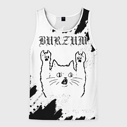 Майка-безрукавка мужская Burzum рок кот на светлом фоне, цвет: 3D-белый