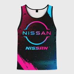 Майка-безрукавка мужская Nissan - neon gradient, цвет: 3D-черный