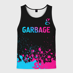 Майка-безрукавка мужская Garbage - neon gradient: символ сверху, цвет: 3D-черный