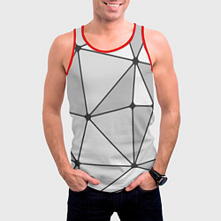 Майка-безрукавка мужская Геометрические линии на сером фоне, цвет: 3D-красный — фото 2