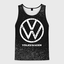 Майка-безрукавка мужская Volkswagen с потертостями на темном фоне, цвет: 3D-черный