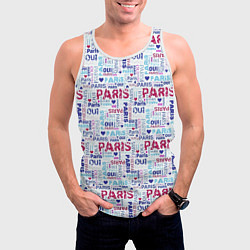 Майка-безрукавка мужская Парижская бумага с надписями - текстура, цвет: 3D-белый — фото 2
