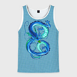 Майка-безрукавка мужская Синий дракон в форме цифры 8, цвет: 3D-белый