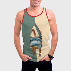 Майка-безрукавка мужская Акула-моряк, цвет: 3D-красный — фото 2