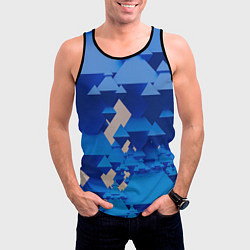 Майка-безрукавка мужская Абстрактные синие тетраэдры, цвет: 3D-черный — фото 2