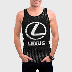 Майка-безрукавка мужская Lexus с потертостями на темном фоне, цвет: 3D-черный — фото 2