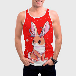 Майка-безрукавка мужская Кролик олень - кролик с рожками, цвет: 3D-белый — фото 2