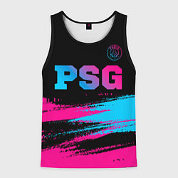 Мужская майка без рукавов PSG - neon gradient: символ сверху