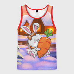 Мужская майка без рукавов Зайчик с большой морковью
