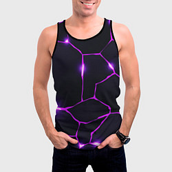Майка-безрукавка мужская Фиолетовые неоновые трещины, цвет: 3D-черный — фото 2