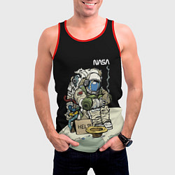 Майка-безрукавка мужская NASA - Help! Astronaut - Joke, цвет: 3D-красный — фото 2