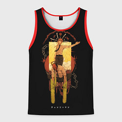 Майка-безрукавка мужская Макима и пила, цвет: 3D-красный