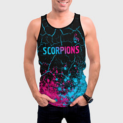 Майка-безрукавка мужская Scorpions - neon gradient: символ сверху, цвет: 3D-черный — фото 2
