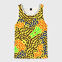 Майка-безрукавка мужская Абстрактные кислотные полосы, цвет: 3D-белый