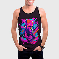 Майка-безрукавка мужская Jason Statham - pop art, цвет: 3D-черный — фото 2