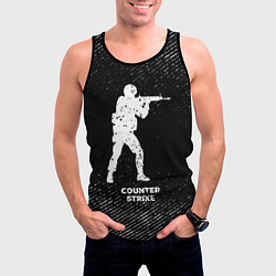 Майка-безрукавка мужская Counter Strike с потертостями на темном фоне, цвет: 3D-черный — фото 2