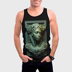 Майка-безрукавка мужская Нейросеть - барельеф античной девушки, цвет: 3D-черный — фото 2