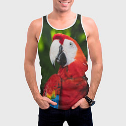 Майка-безрукавка мужская Красный попугай Ара, цвет: 3D-белый — фото 2