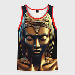 Майка-безрукавка мужская Нейросеть - золотая статуя египетской царицы, цвет: 3D-красный