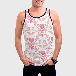 Майка-безрукавка мужская Винтажные сердечки, цвет: 3D-черный — фото 2